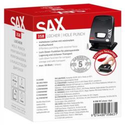 Dziurkacz SAX EasyPro M, czarny, do 30 kartek, 2 otwory w rozstawie 80 mm