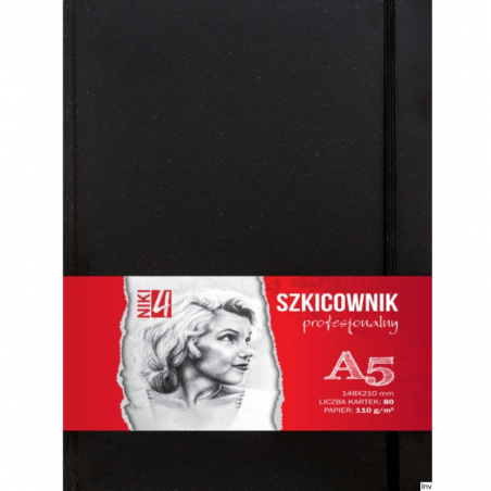 Szkicownik A5 Koh-i-noor, profesjonalny, 80 kartek, 110 g, do ołówka, tuszu, węgla i pasteli