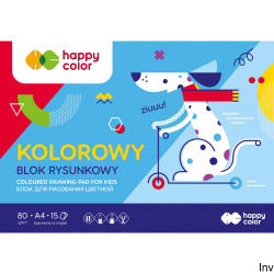Blok rysunkowy A4 15 arkuszy kolorowy 80g Happy Color