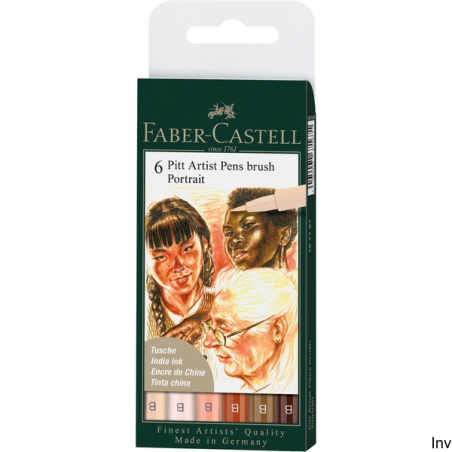 Faber-Castell PITT ARTIST PEN BRUSH komplet cienkopisów 6 kolorów w etui 167167FC