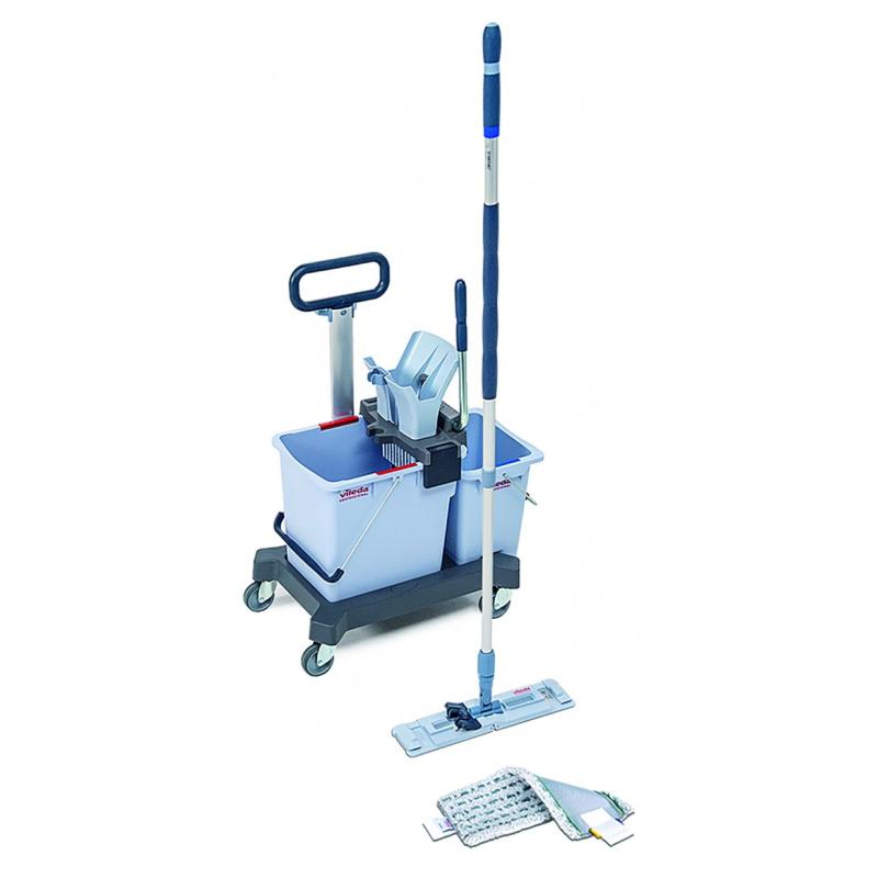 Zestaw VILEDA Professional UltraSpeed Pro Ready to Go, wózek dwuwiaderkowy, kij teleskopowy, wkład r-MicroLite Max mop