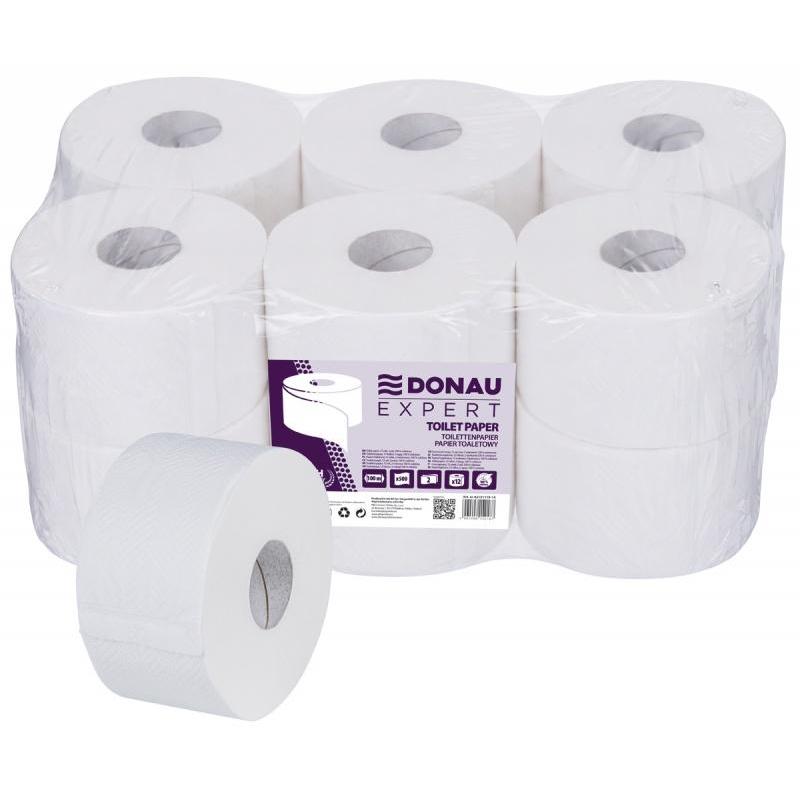 Papier toaletowy celulozowy DONAU EXPERT Jumbo, 2-warstwowy, 500 listków, 12szt., biały