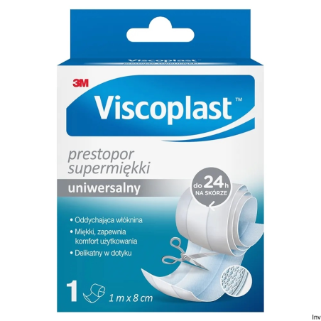 Plaster do cięcia VISCOPLAST Prestopor, supermiękki, 8 cm x 1 m, biały