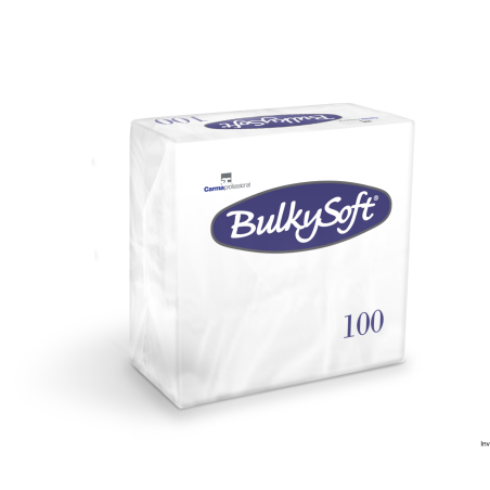 Serwetki papierowe BulkySoft dwuwarstwowe 40x40 cm białe 100 sztuk składane 1/4