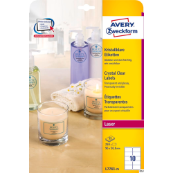 Etykiety przezroczyste Avery Zweckform Crystal Clear L7783-25 96 x 50,8 mm, 250 sztuk, A4