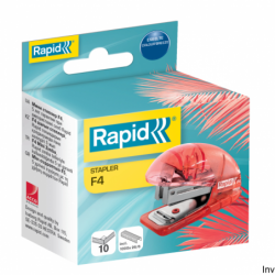 Zszywacz mini Rapid Colour Breeze F4, koralowy, do 10 kartek, 5 lat gwarancji