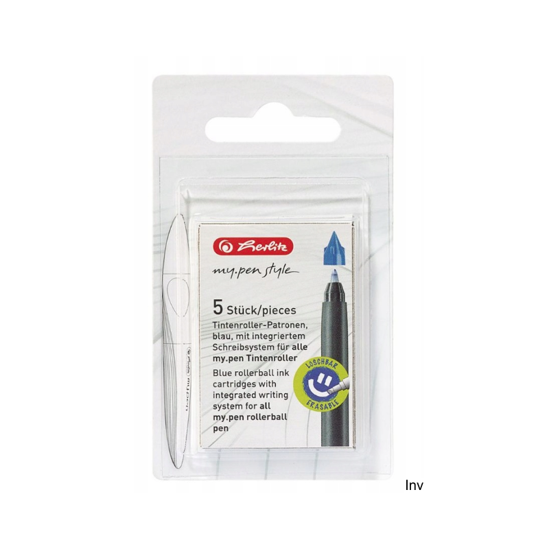 Naboje do piór kulkowych my.pen, niebieskie, 5 sztuk, Herlitz