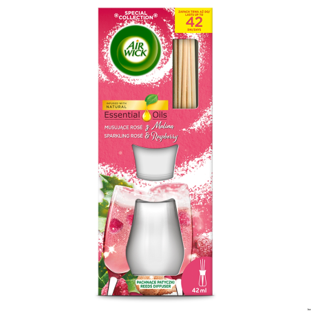 AIR WICK Odświeżacz Pachnące Patyczki 42ml Musujące Rose z Maliną