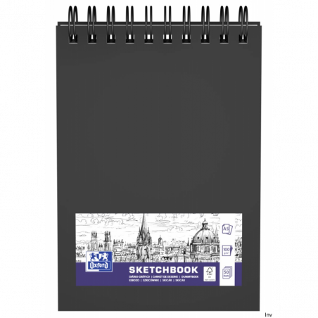 Szkicownik Oxford SKETCHBOOK A5 50 kartek 100g czarny podwójna spirala
