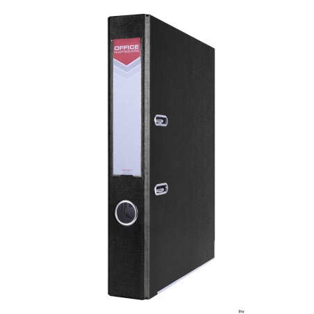 Segregator Office Products A4 55mm czarny z szyną, PP, 1,9mm, 1170gsm, z wymienną etykietą