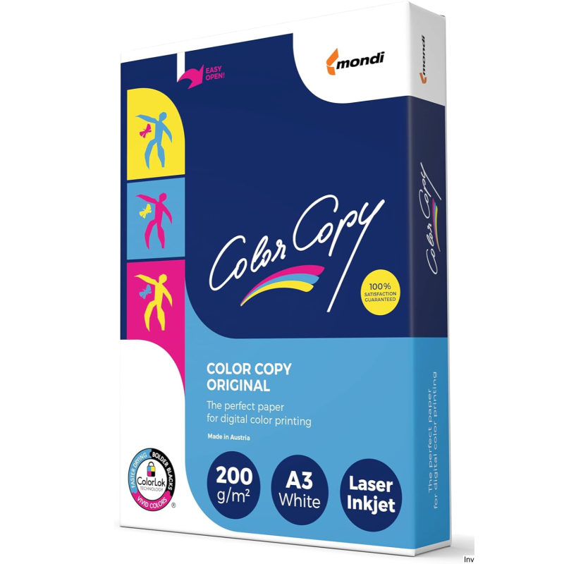 Papier Color Copy A3 200g, 250 arkuszy, do kolorowych drukarek i kopiowania