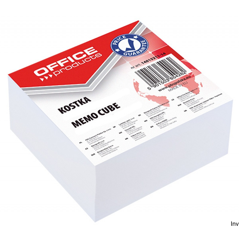Kostka karteczek klejonych Office Products 85x85mm biała wysokość 40mm