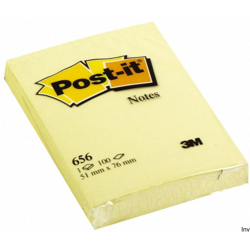 Bloczek samoprzylepny Post-It 3M, 51x76 mm, 1x100 sztuk, kolor żółty, gramatura 70 g/m²