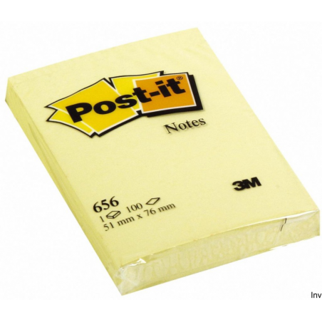 Bloczek samoprzylepny Post-It 3M, 51x76 mm, 1x100 sztuk, kolor żółty, gramatura 70 g/m²