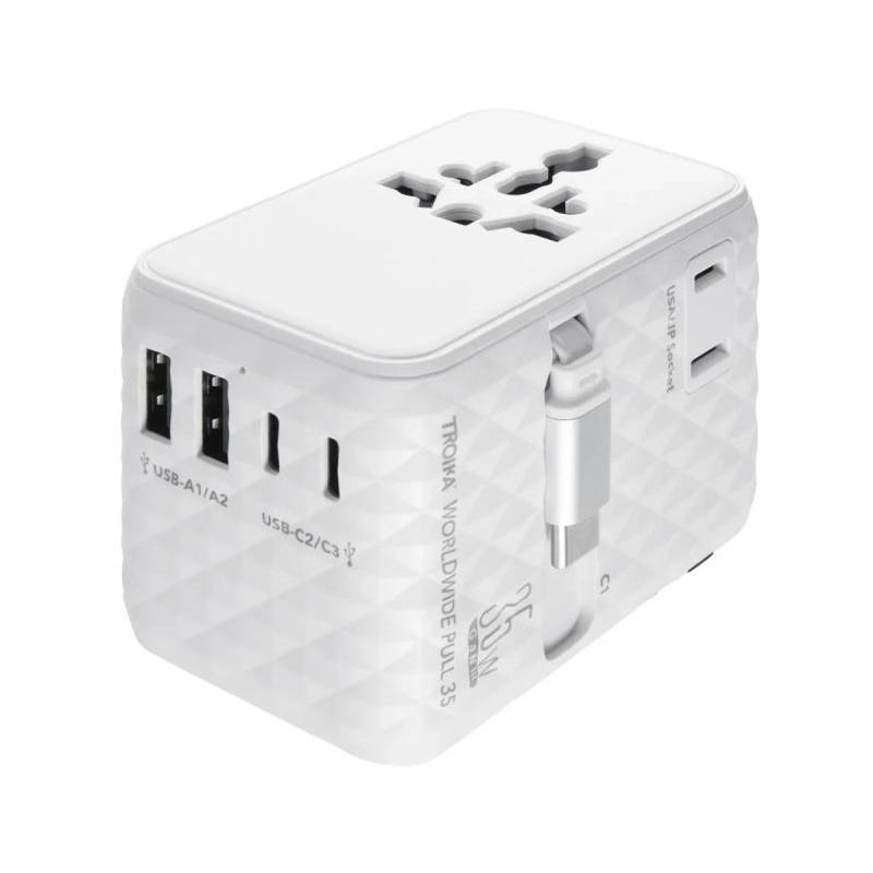 Adapter do ładowania TROIKA Worldwide Pull 35, biały
