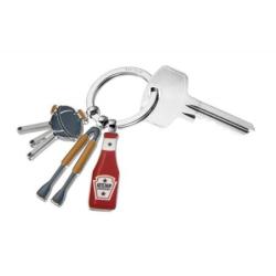 Brelok TROIKA BBQ, emaliowany metal, szaro-czerwony
