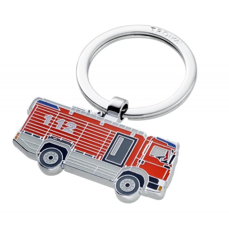 Brelok TROIKA Firefighter, emaliowany metal, czerwono-srebrny