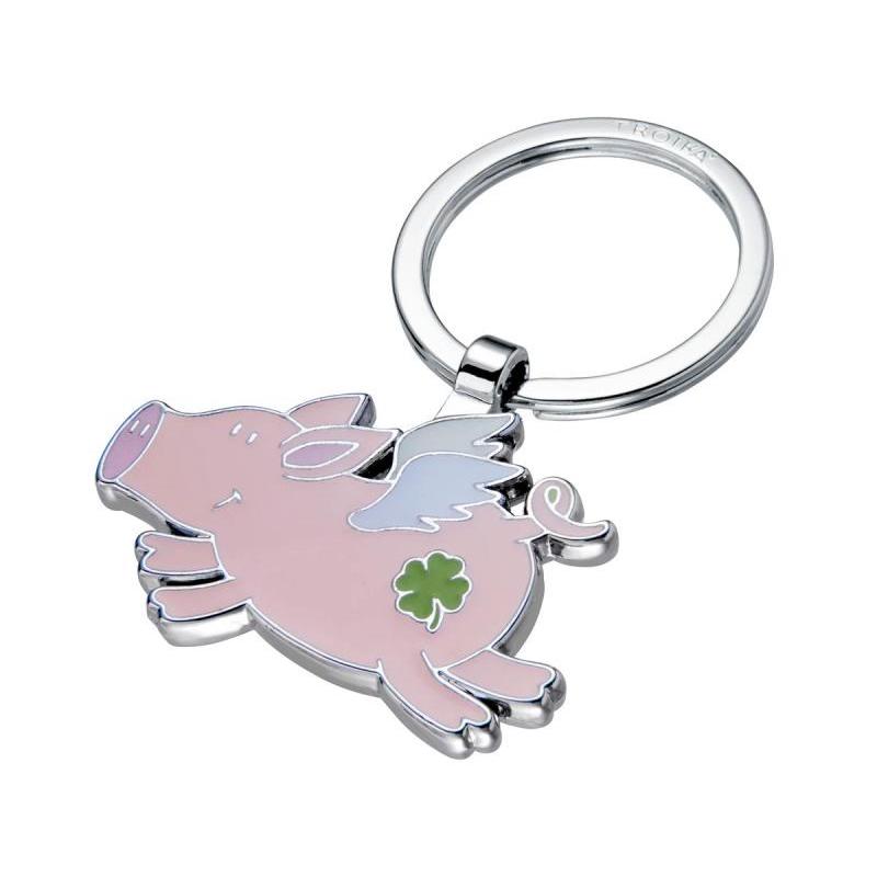 Brelok TROIKA Lucky Pig, emaliowany metal, różowy