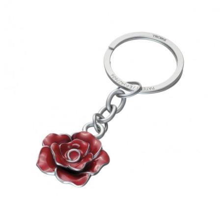 Brelok TROIKA Rose, emaliowany metal, czerwono-srebrny