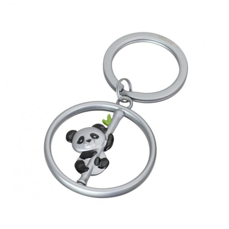Brelok TROIKA Spinning Panda, metal, srebrny