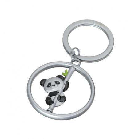 Brelok TROIKA Spinning Panda, metal, srebrny