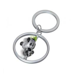 Brelok TROIKA Spinning Panda, metal, srebrny