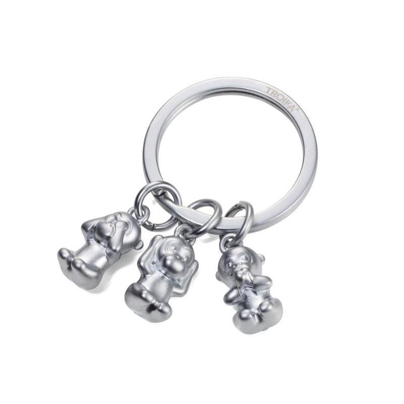 Brelok TROIKA Three Monkeys, 3 charmsy, metal, srebrny