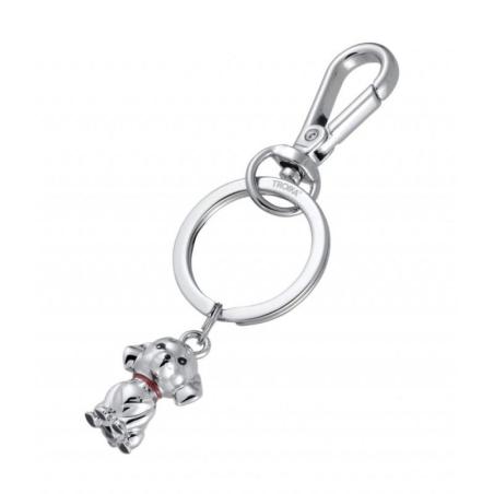 Brelok TROIKA Tiny Puppy, metalowy, srebrny, z karabińczykiem, do kluczy i torby, 11 cm