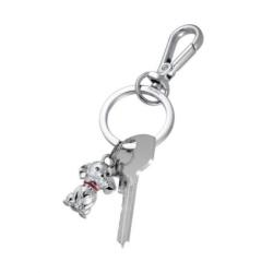 Brelok TROIKA Tiny Puppy, metalowy, srebrny, z karabińczykiem, do kluczy i torby, 11 cm