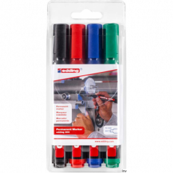 Marker Edding 300, końcówka okrągła, 4 sztuki, niezmywalny, 1,5-3 mm, różne kolory