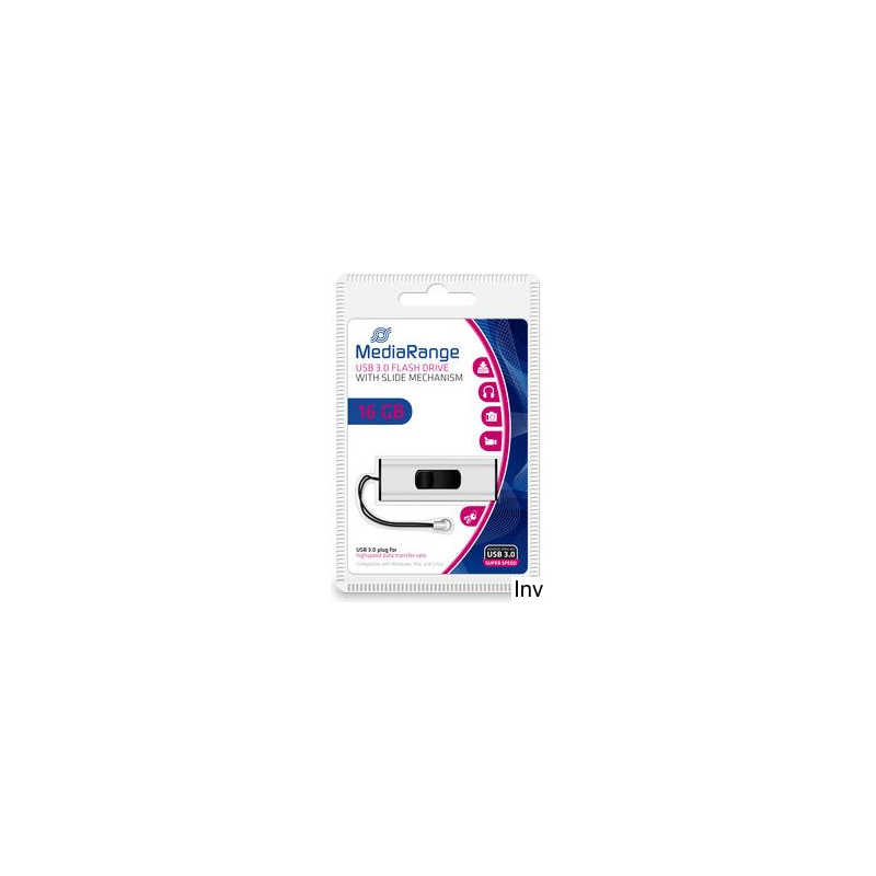 Pendrive MediaRange 16GB USB 3.2 Gen 1 srebrno-czarny z możliwością zawieszenia, MR915