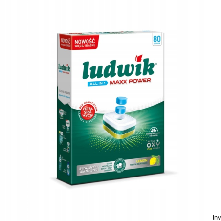 LUDWIK Tabletki do zmywarki ALL IN ONE MAX POWER A80 Cytryna 80 sztuk