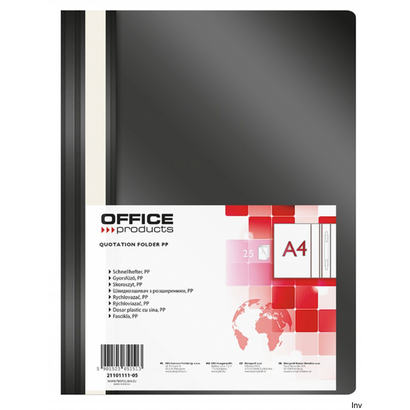 Skoroszyt A4 miękki 100/170 mikronów czarny Office Products