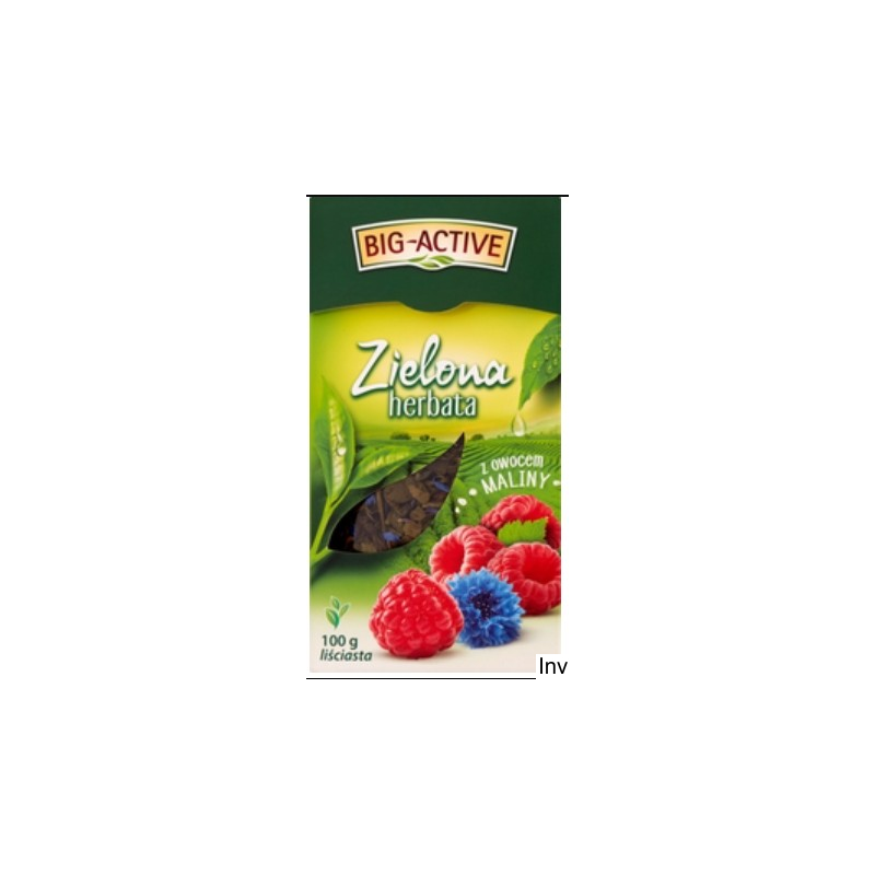 Big-Active Zielona herbata liściasta z owocem maliny 100 g