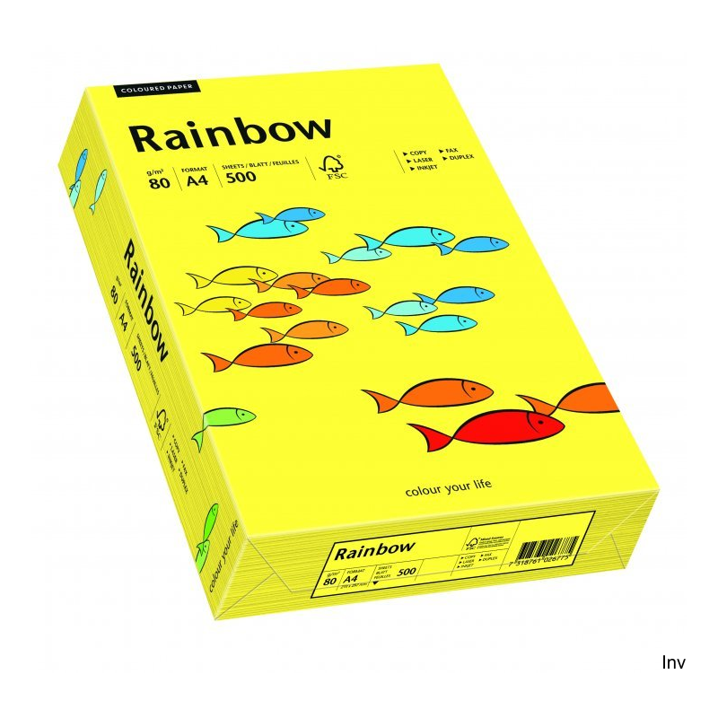 Papier kolorowy A4 80 g słonecznożółty Rainbow, bezdrzewny do wydruków i korespondencji, 1 ryza