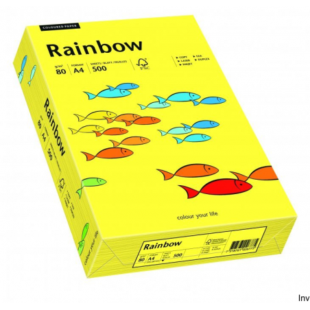 Papier kolorowy A4 80 g słonecznożółty Rainbow, bezdrzewny do wydruków i korespondencji, 1 ryza
