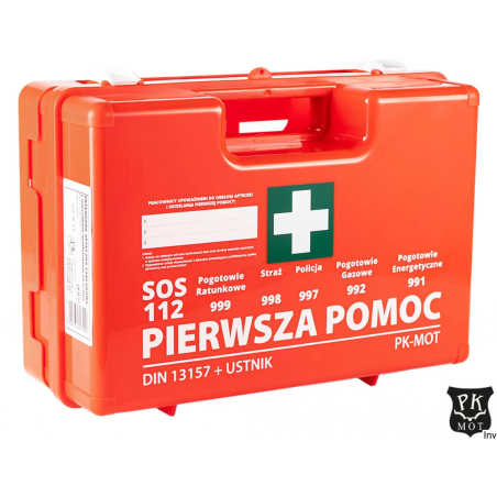 Apteczka pierwszej pomocy AZP15 27x35x14 mm REIS, przenośna, wyposażona zgodnie z normą DIN 13157:2009
