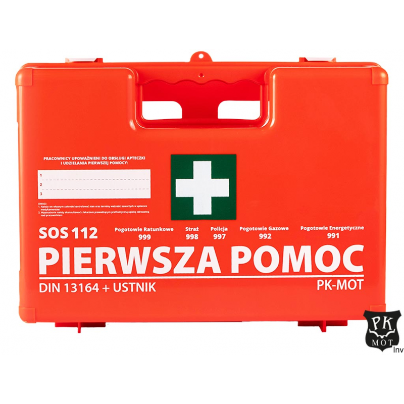 Apteczka pierwszej pomocy AZP10 13x23x29 cm REIS, 14-elementowy zestaw, przenośna, do zakładów pracy