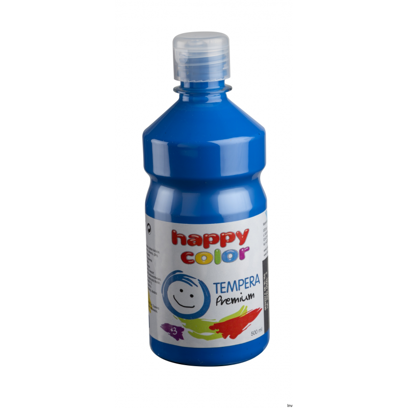 Farba tempera niebieska 500ml Happy Color HA 3310 do malowania papieru, drewna, szkła i plastiku