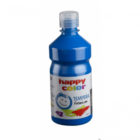 Farba tempera niebieska 500ml Happy Color HA 3310 do malowania papieru, drewna, szkła i plastiku