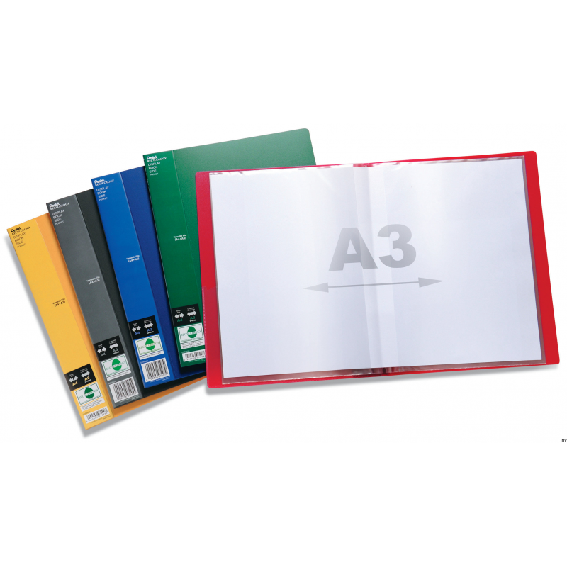 Album ofertowy Pentel SIDE, czarny, 40 kieszeni, do dokumentów A4 i A3, z etykietą na grzbiecie