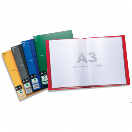 Album ofertowy Pentel SIDE, czarny, 40 kieszeni, do dokumentów A4 i A3, z etykietą na grzbiecie