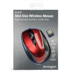Myszka komputerowa KENSINGTON Pro Fit Mid-Size, bezprzewodowa, czerwona