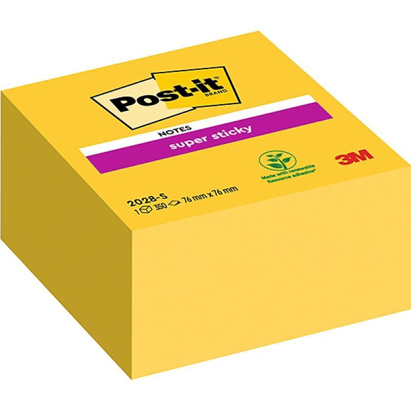 Kostka samoprzylepna POST-IT Super Sticky (2028-S), 76x76mm, 1x350 kart., ultra żółta