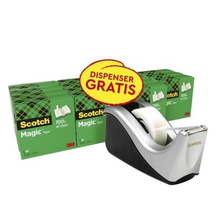 Taśma biurowa SCOTCH Magic (8-1933R16C60), matowa, 19mm, 33m, 16szt., podajnik C-60 GRATIS