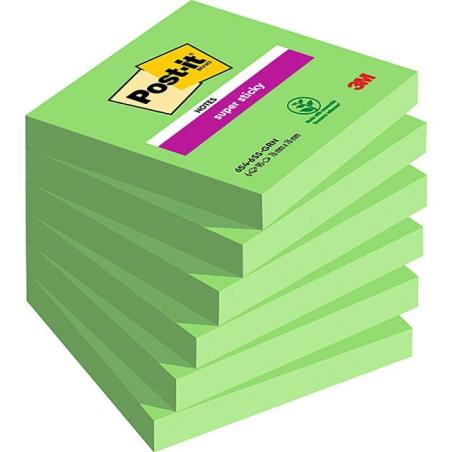 Karteczki samoprzylepne POST-IT Super Sticky (654-6SS-AW), 76x76mm, 1x90 kartek, zielone