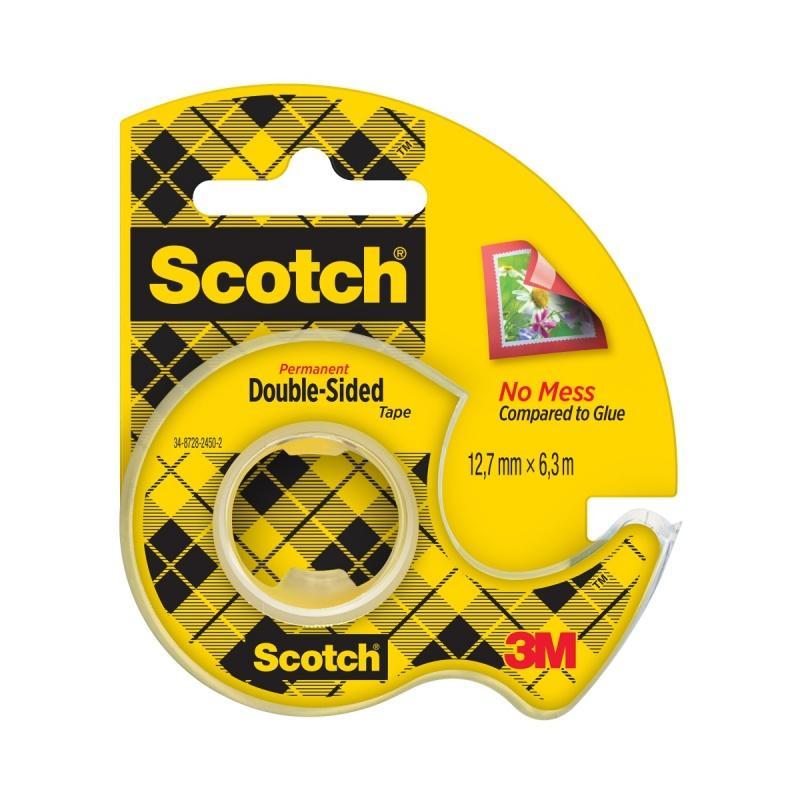 Taśma biurowa, dwustronna SCOTCH (136D), z dyspenserem, 12,7mm, 6,3m