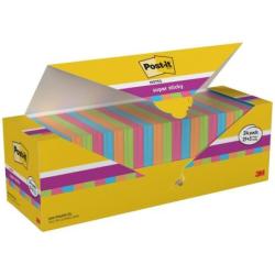 Karteczki samoprzylepne POST-IT Super Sticky (654-SS-VP24COL), 76x76mm, 90 kart./bloczek, 21 + 3 bloczki GRATIS, mix kolorów