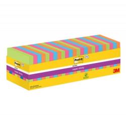 Karteczki samoprzylepne POST-IT Super Sticky (654-SS-VP24COL), 76x76mm, 90 kart./bloczek, 21 + 3 bloczki GRATIS, mix kolorów