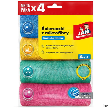 JAN NIEZBĘDNY Ściereczki z mikrofibry, 4 szt., mix, 55832